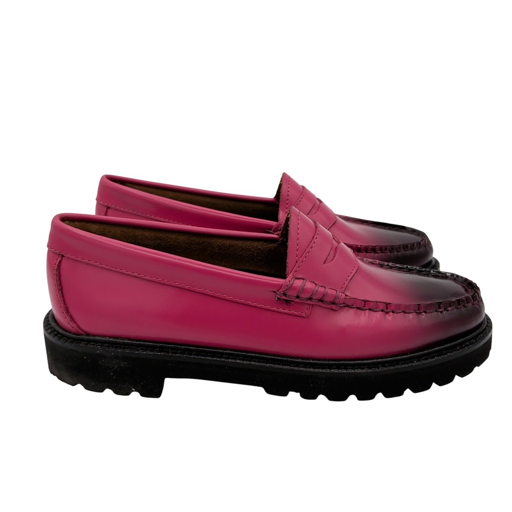 GH Bass Weejuns Whitney Candy Lug Pink Leather Penny Loafers BAX2W958 Womens 6M‎